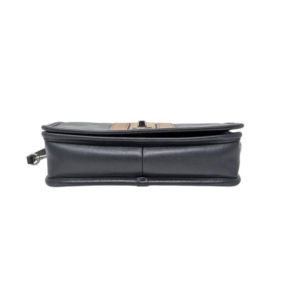 Coach Penny 75th Anniversary Stripe Crossbody Bag‎ Black Brown Limited Edition